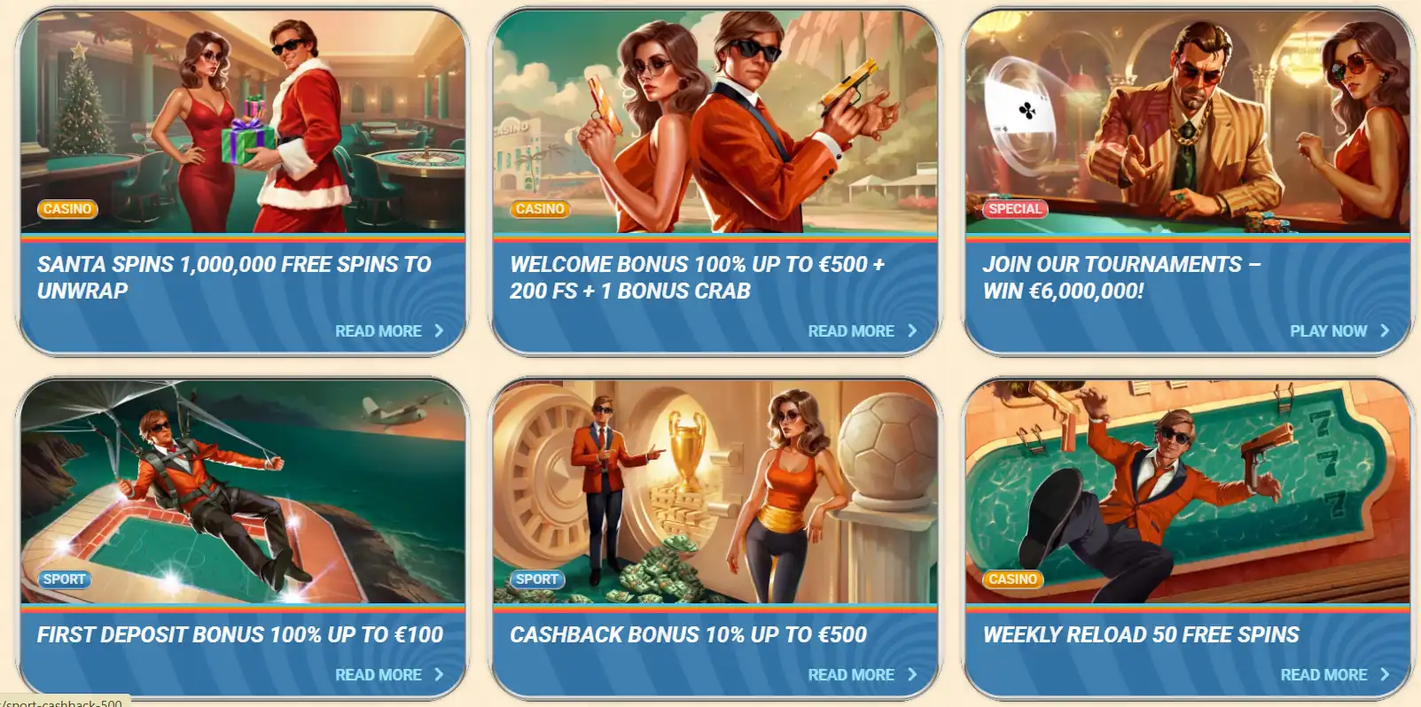 Vegasino Casino bonuses section 